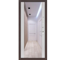 дверь Labirint Classic "Антик медный" с зеркалом Максимум, Цвет "Сандал белый"